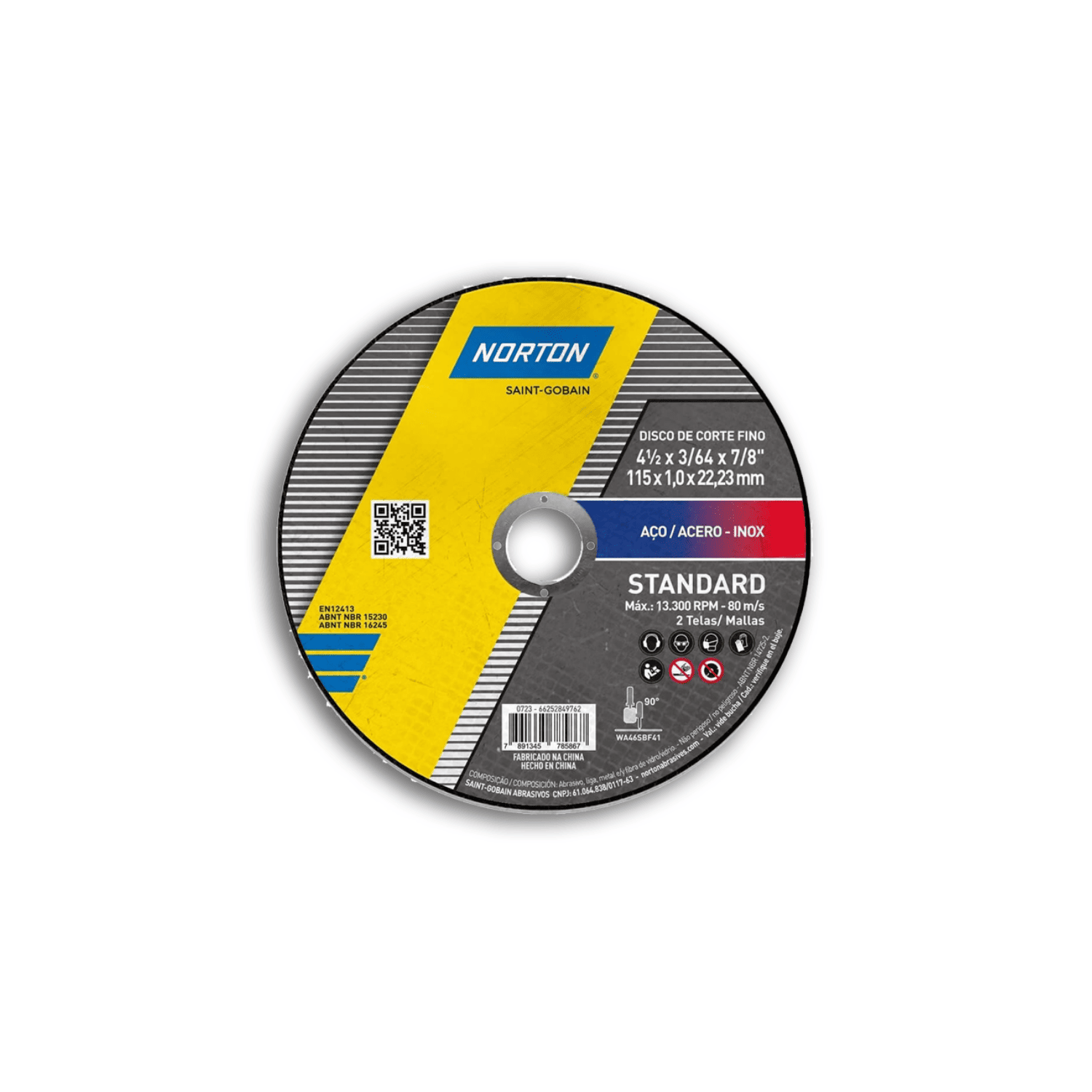 Disco de Corte Standard Norton 4½″ x 1.0 mm